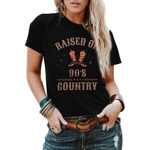 Women's Polyester blend Women Vintage Country Music Graphic Cowgirl T-Shirt